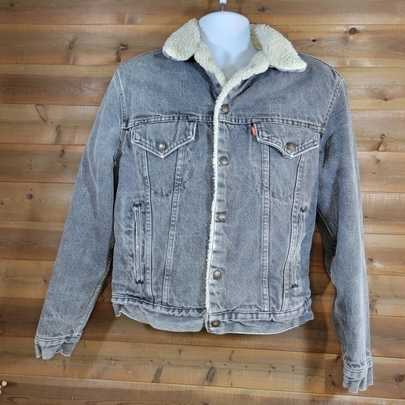 Vintage 90s Levi's Smog Gray Sherpa Trucker Jacket